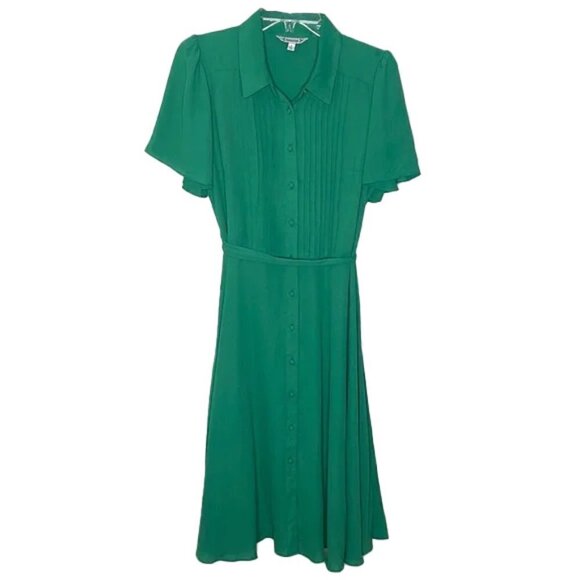 🆕 NANETTE LEPORE Pintuck Short
Sleeves Shamrock Green Dress Size 8 - Picture 5 of 11